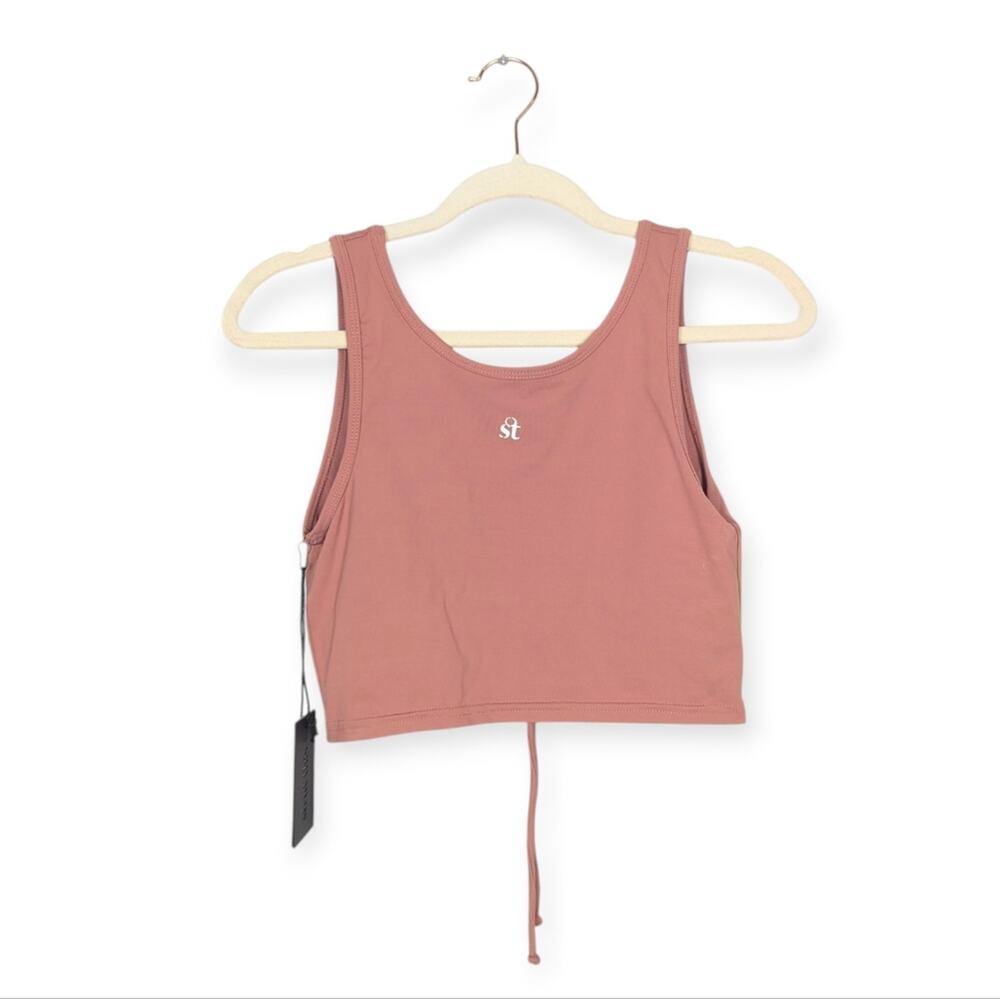 NWT Strut This Pink Cropped Built In Support Scrunch Tank Top Size M